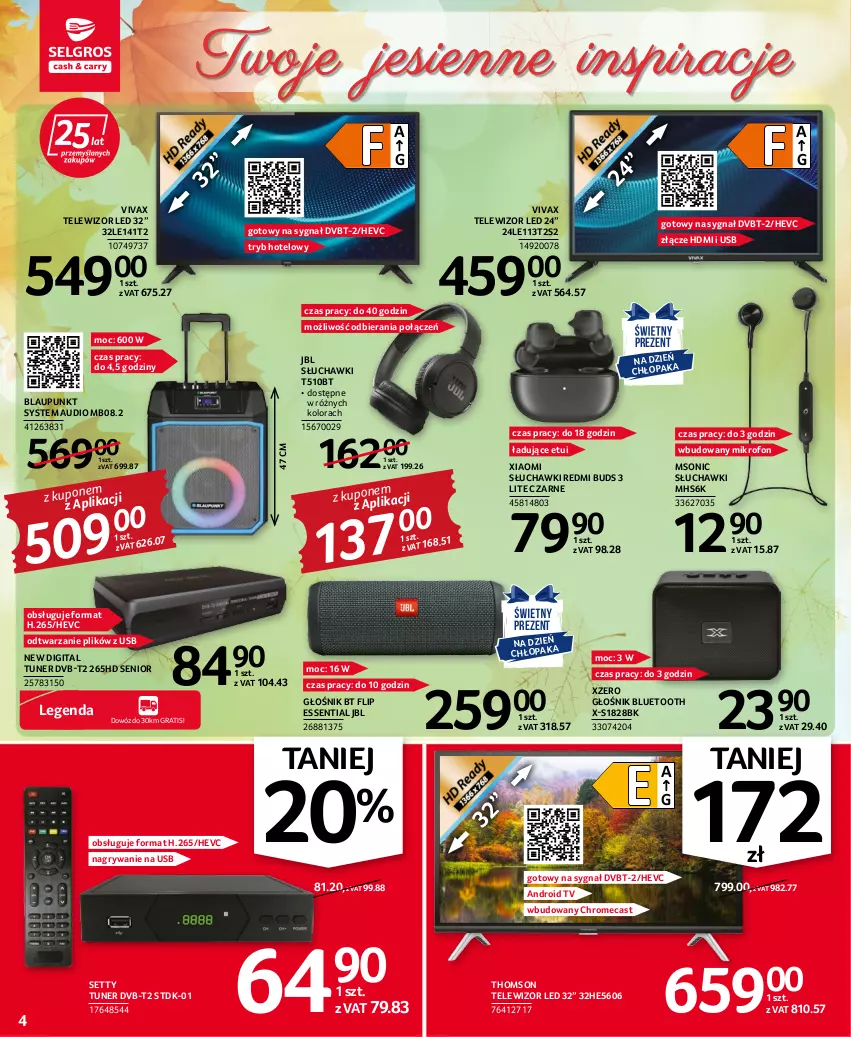 Gazetka promocyjna Selgros - Oferta przemysłowa - ważna 22.09 do 05.10.2022 - strona 4 - produkty: Android TV, Głośnik, Głośnik bluetooth, Gra, Gry, JBL, Mikrofon, Słuchawki, Telewizor, Thomson