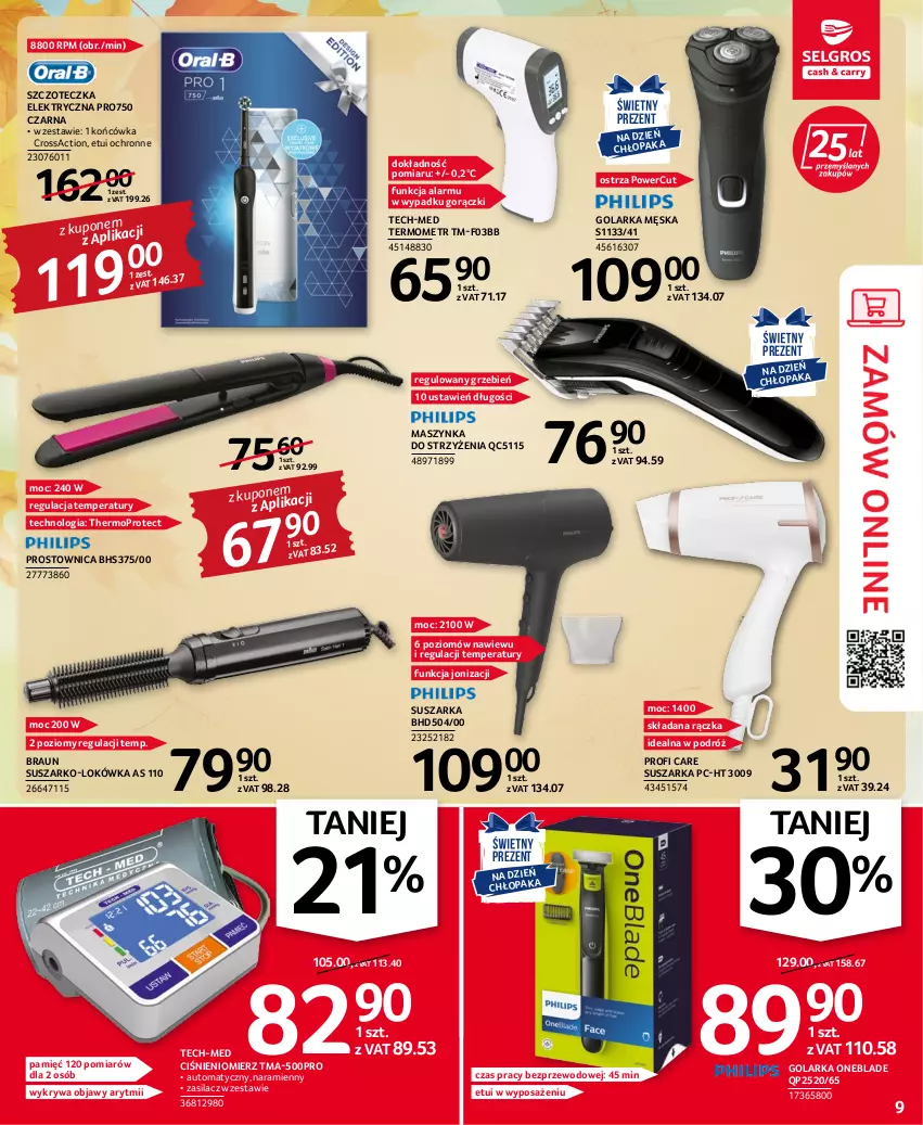 Gazetka promocyjna Selgros - Oferta przemysłowa - ważna 22.09 do 05.10.2022 - strona 9 - produkty: Braun, Ciśnieniomierz, Golarka, Lokówka, Maszynka, Mop, Suszarka, Szczoteczka, Szynka, Termometr