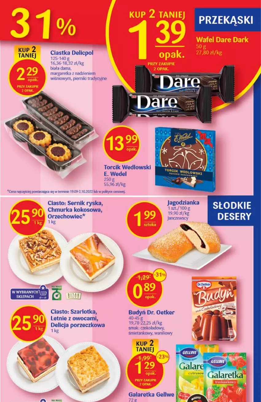 Gazetka promocyjna Delikatesy Centrum - Gazetka DC45 - ważna 17.11 do 23.11.2022 - strona 23 - produkty: Budyń, Ciastka, Deser, Dr. Oetker, E. Wedel, Gala, Galaretka, Kokos, Piernik, Por, Ser, Szarlotka