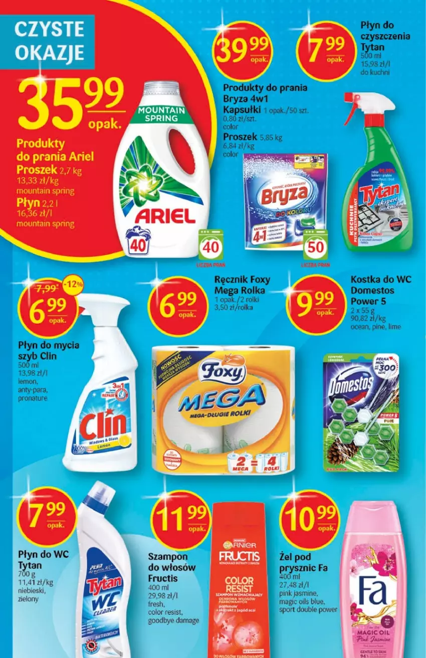 Gazetka promocyjna Delikatesy Centrum - Gazetka DC45 - ważna 17.11 do 23.11.2022 - strona 26 - produkty: Ariel, Bryza, Clin, Domestos, Fa, Foxy, Fructis, Kostka do wc, Płyn do mycia, Płyn do wc, Por, Ręcznik, Rolki, Sport, Szampon, Tytan