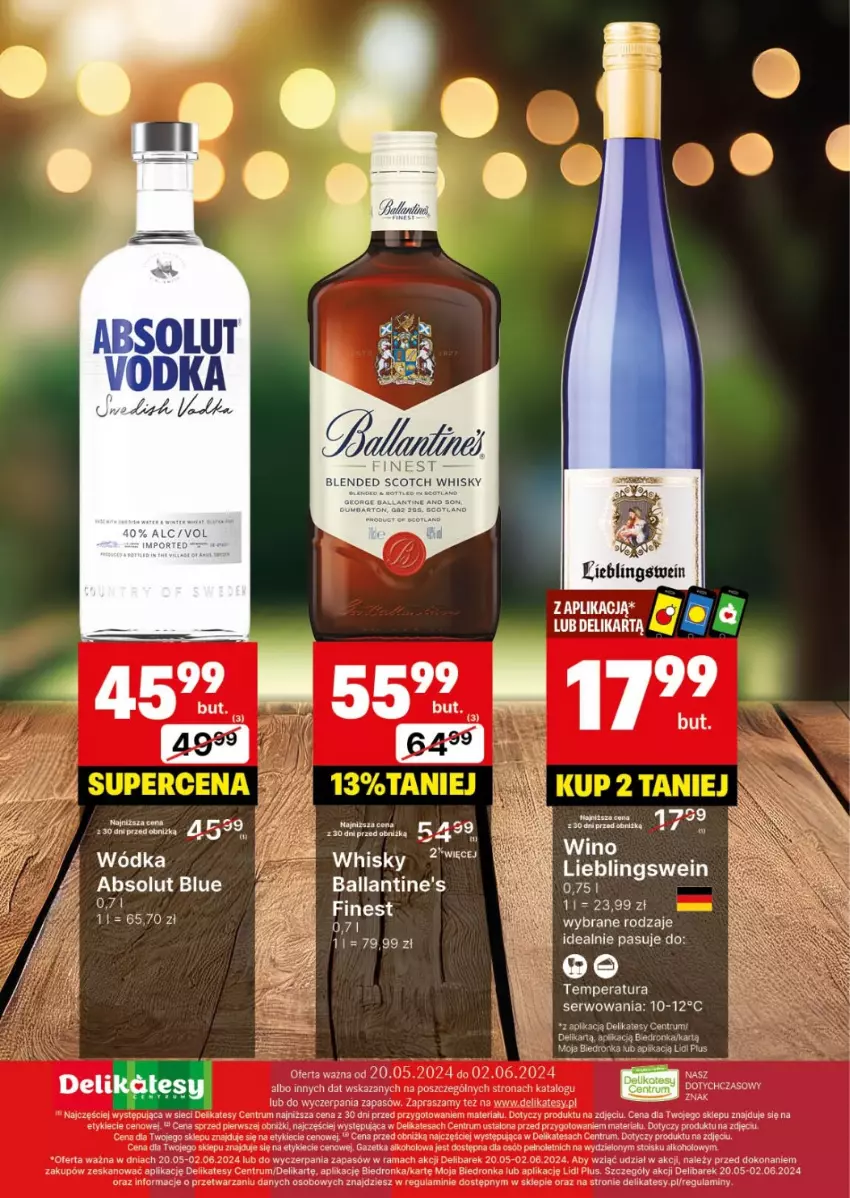 Gazetka promocyjna Delikatesy Centrum - DeliBarek DC21-DC22 - ważna 20.05 do 02.06.2024 - strona 16 - produkty: Absolut, Ballantine's, Dron, Rama, Rum, Ser, Tera, Whisky, Wino, Wódka