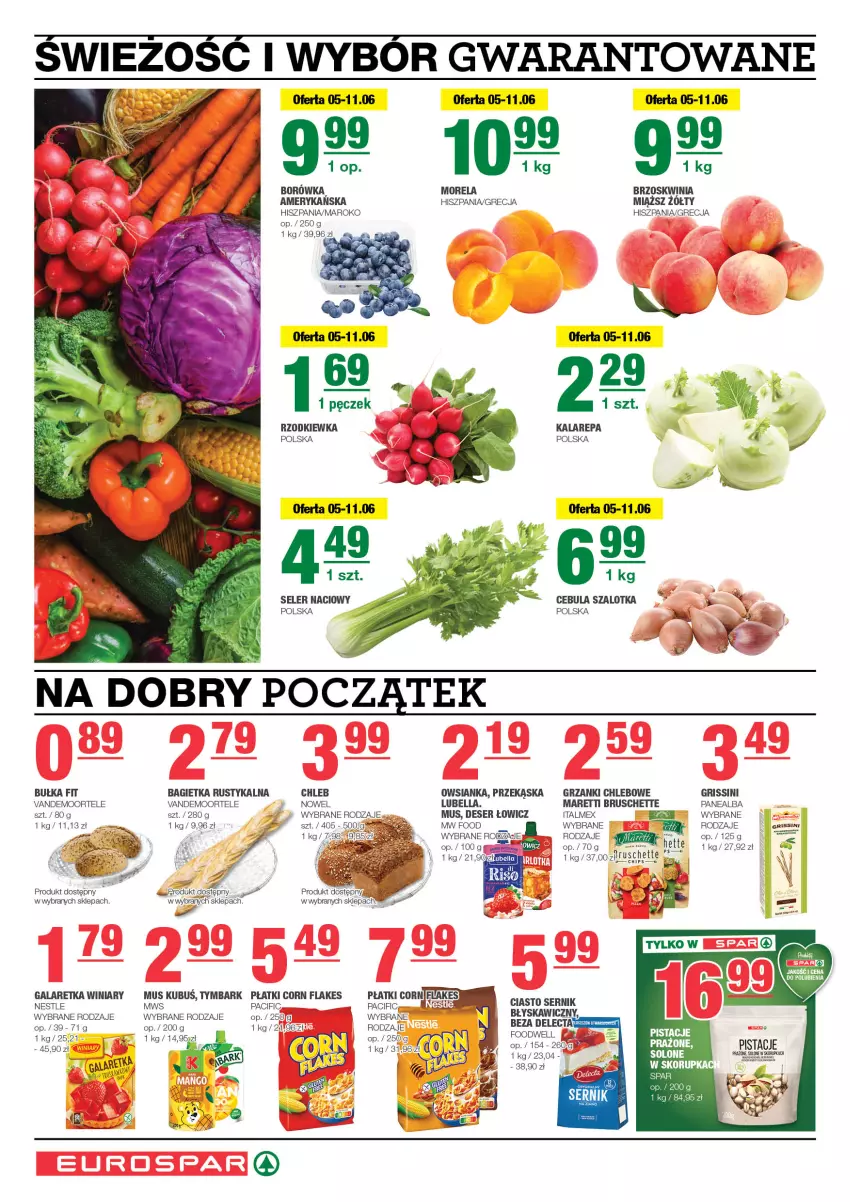 Gazetka promocyjna Spar - EuroSpar - ważna 02.06 do 12.06.2024 - strona 2 - produkty: AEG, Bagietka, Bell, Bella, Borówka, Bruschette, Bułka, Cebula, Cebula szalotka, Chleb, Ciasto sernik, Cif, Corn flakes, Deser, Gala, Galaretka, Grissini, Kosz, Kubuś, Lubella, Morela, Mus, Owsianka, Rust, Rzodkiewka, Seler naciowy, Ser, Szal, Tymbark, Winiary