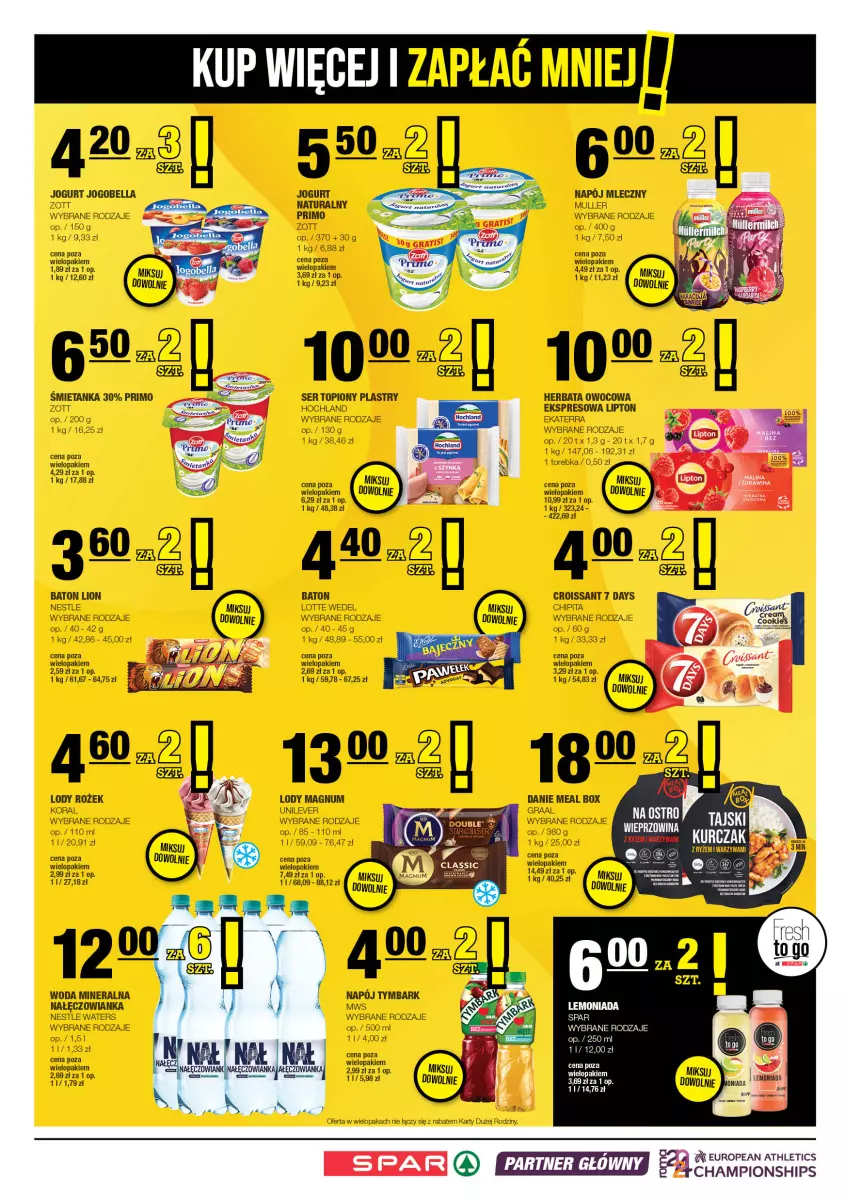 Gazetka promocyjna Spar - EuroSpar - ważna 02.06 do 12.06.2024 - strona 7 - produkty: 7 Days, Baton, Bell, Bella, Gra, Graal, Herbata, Herbata owocowa, Hochland, Jogobella, Jogurt, Lemoniada, Lion, Lipton, Lody, Mus, Nałęczowianka, Ser, Ser topiony, Top, Torebka, Tymbark, Woda, Woda mineralna, Zott