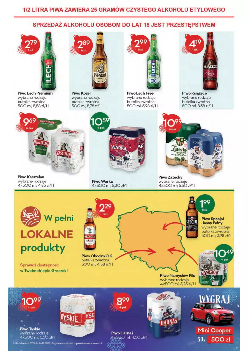 Gazetka promocyjna Groszek - Gazetka - ważna 02.12 do 14.12.2021 - strona 11 - produkty: Groszek, Harnaś, Kasztelan, Kozel, Książęce, Lech Premium, Namysłów, Piwo, Tyskie, Warka