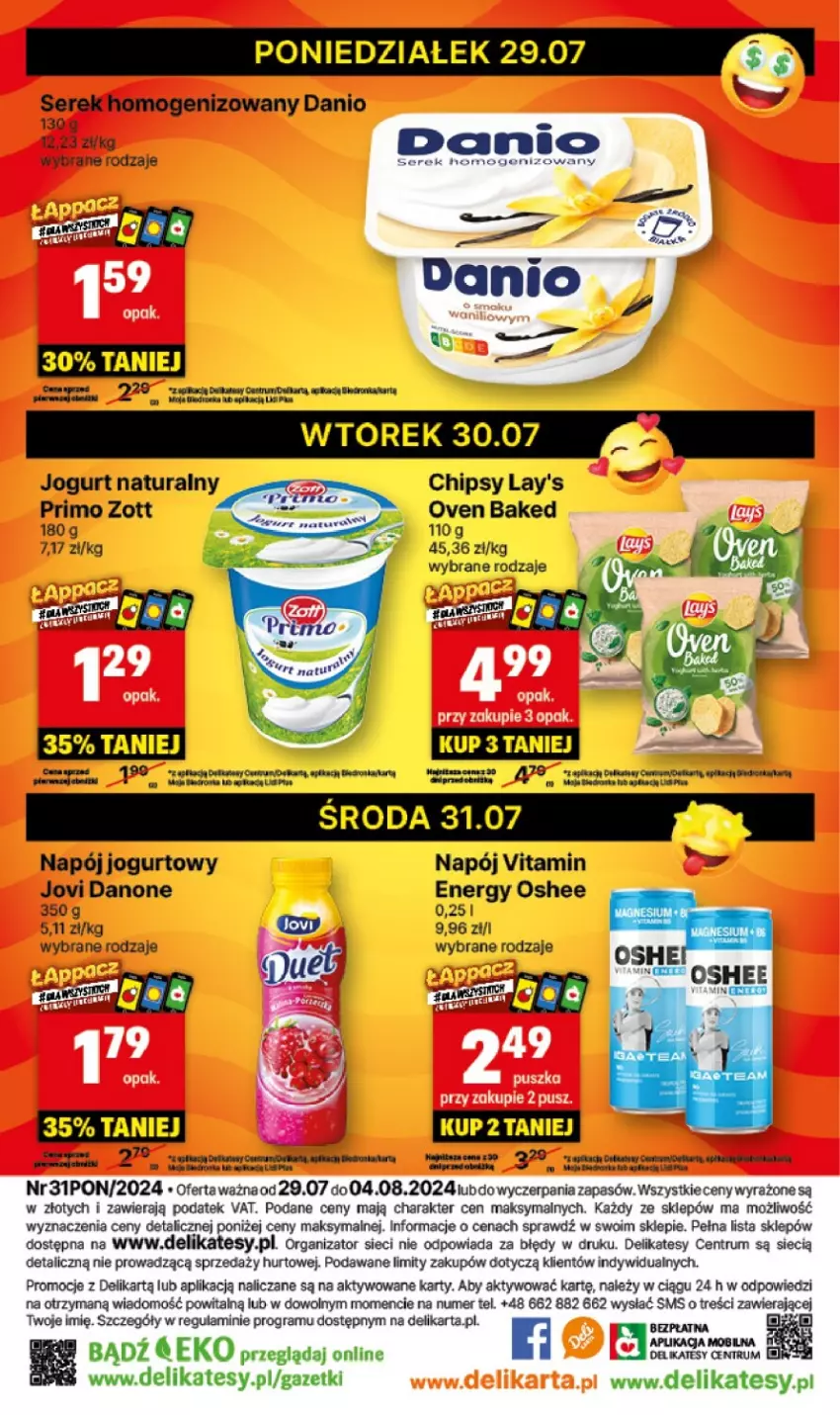 Gazetka promocyjna Delikatesy Centrum - NOWA GAZETKA Delikatesy Centrum od 29 lipca! 29.07-04.08.2024 - ważna 29.07 do 04.08.2024 - strona 28 - produkty: Chipsy, Danio, Danone, Dron, Gra, Jogurt, Jogurt naturalny, Napój, Napój jogurtowy, NBA, Oshee, Rum, Ser, Serek, Tran, Zott