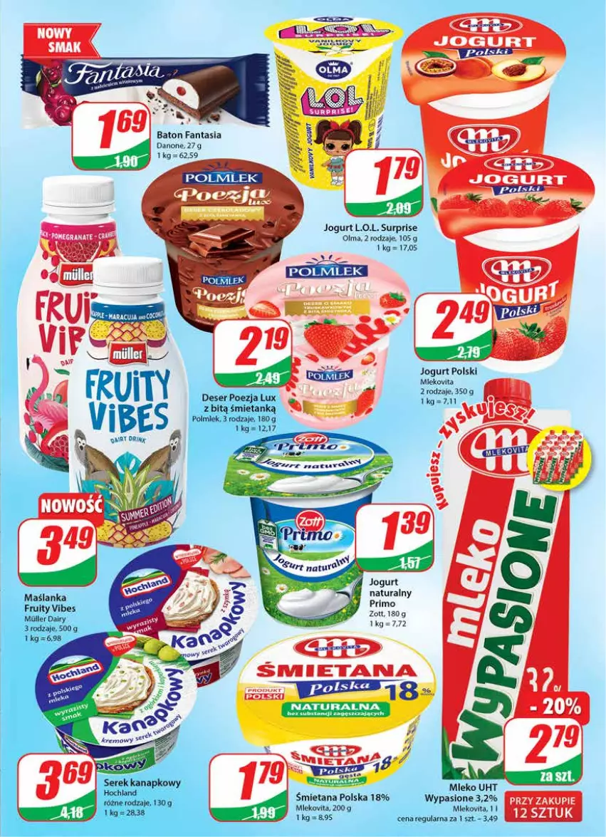 Gazetka promocyjna Dino - Gazetka - ważna 22.06 do 28.06.2022 - strona 13 - produkty: Baton, Danone, Fa, Fanta, Jogurt, L.O.L., Olma, Zott