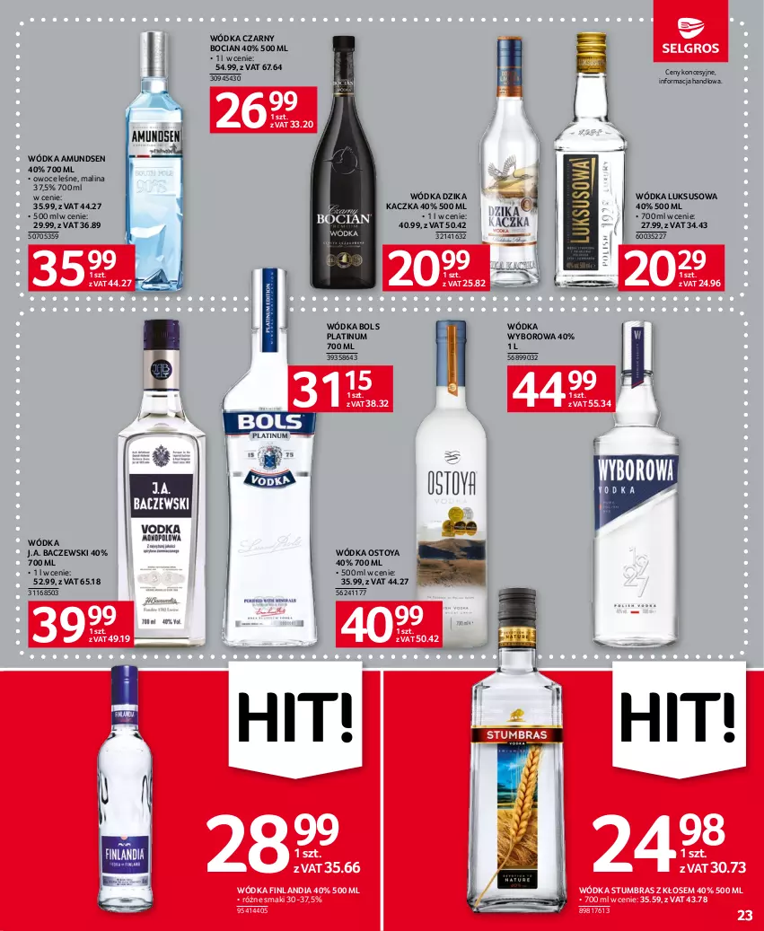 Gazetka promocyjna Selgros - Oferta spożywcza - ważna 15.06 do 28.06.2023 - strona 23 - produkty: Amundsen, Bols, Finlandia, Kaczka, Owoce, Wódka, Wyborowa