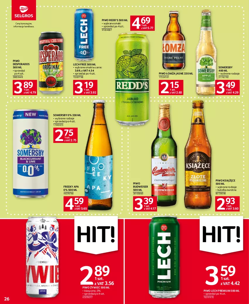 Gazetka promocyjna Selgros - Oferta spożywcza - ważna 15.06 do 28.06.2023 - strona 26 - produkty: Desperados, Książęce, Lech Premium, Piwo, Ser, Somersby