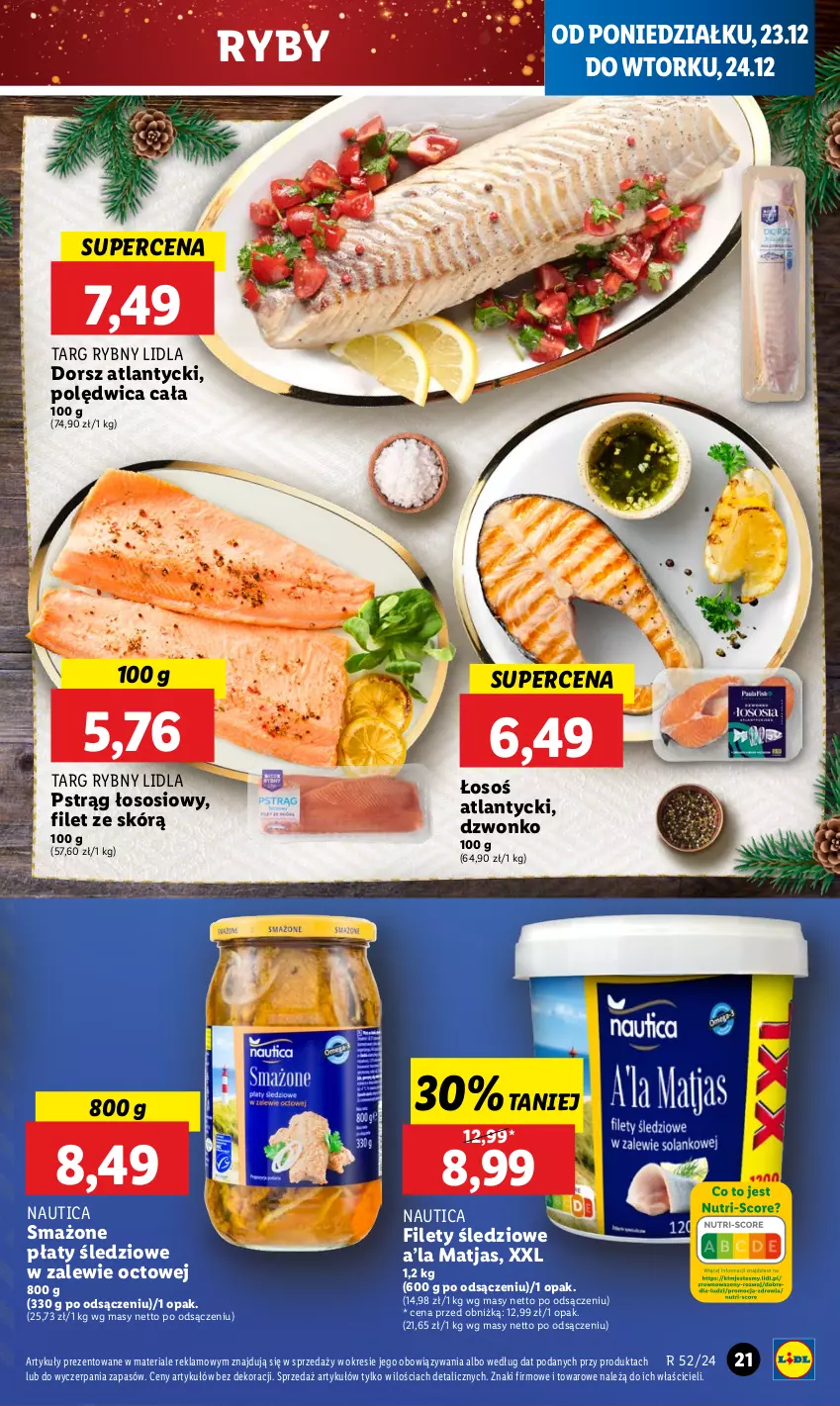 Gazetka promocyjna Lidl - GAZETKA - ważna 23.12 do 24.12.2024 - strona 27 - produkty: Dorsz, Matjas, Płaty śledziowe, Polędwica, Pstrąg, Pstrąg łososiowy, Sos