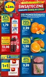 Gazetka promocyjna Lidl - GAZETKA - Gazetka - ważna od 24.12 do 24.12.2024 - strona 1 - produkty: Mandarynki, Ser, Gra, Praliny, Coca-Cola, Pomarańcze, Schab wieprzowy, Deser, POLMLEK, Merci, Mleko