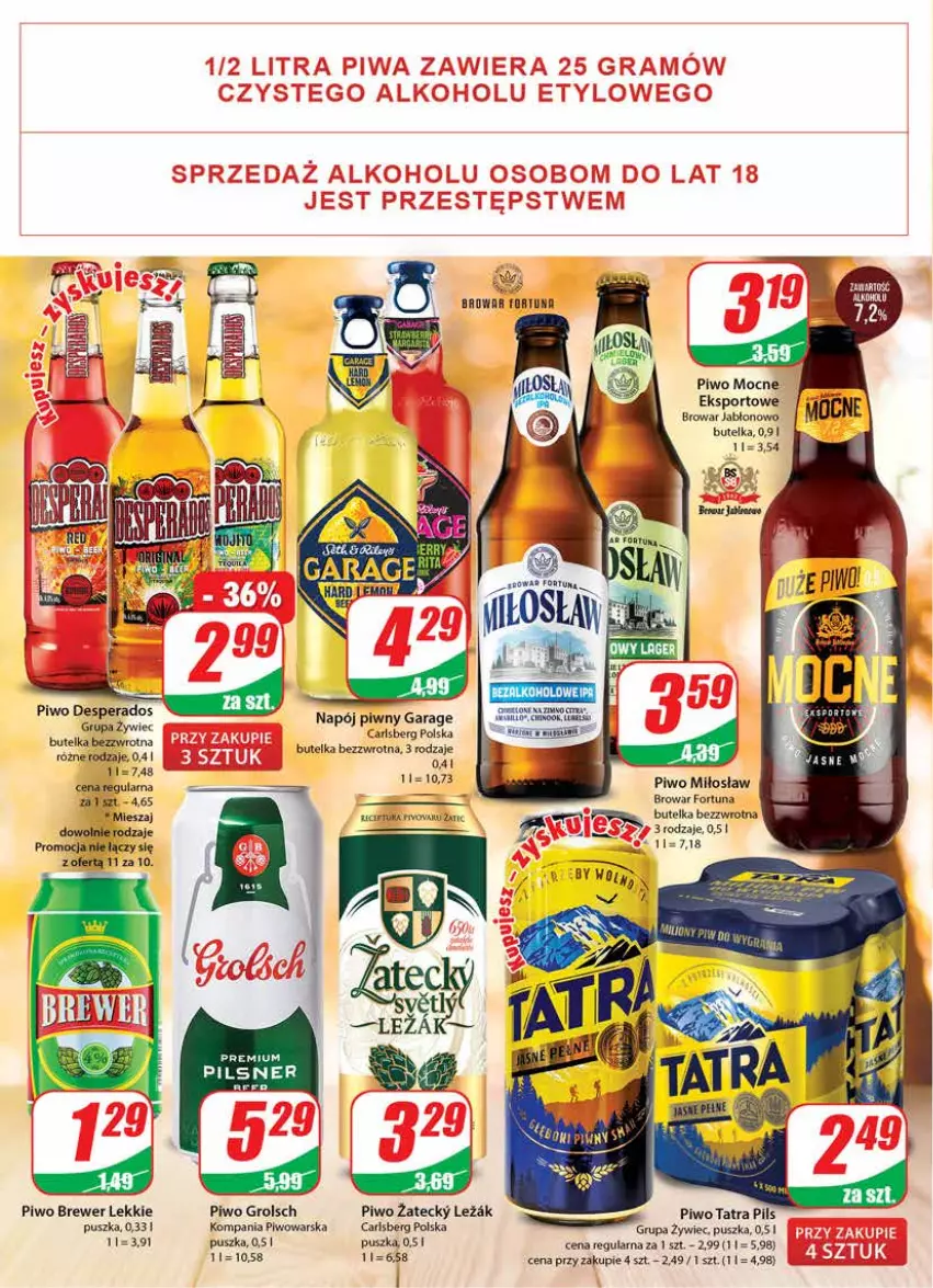 Gazetka promocyjna Dino - Gazetka - ważna 05.10 do 11.10.2022 - strona 16 - produkty: Carlsberg, Desperados, Fa, Fortuna, Mus, Napój, Piwo, Por, Sport, Tatra