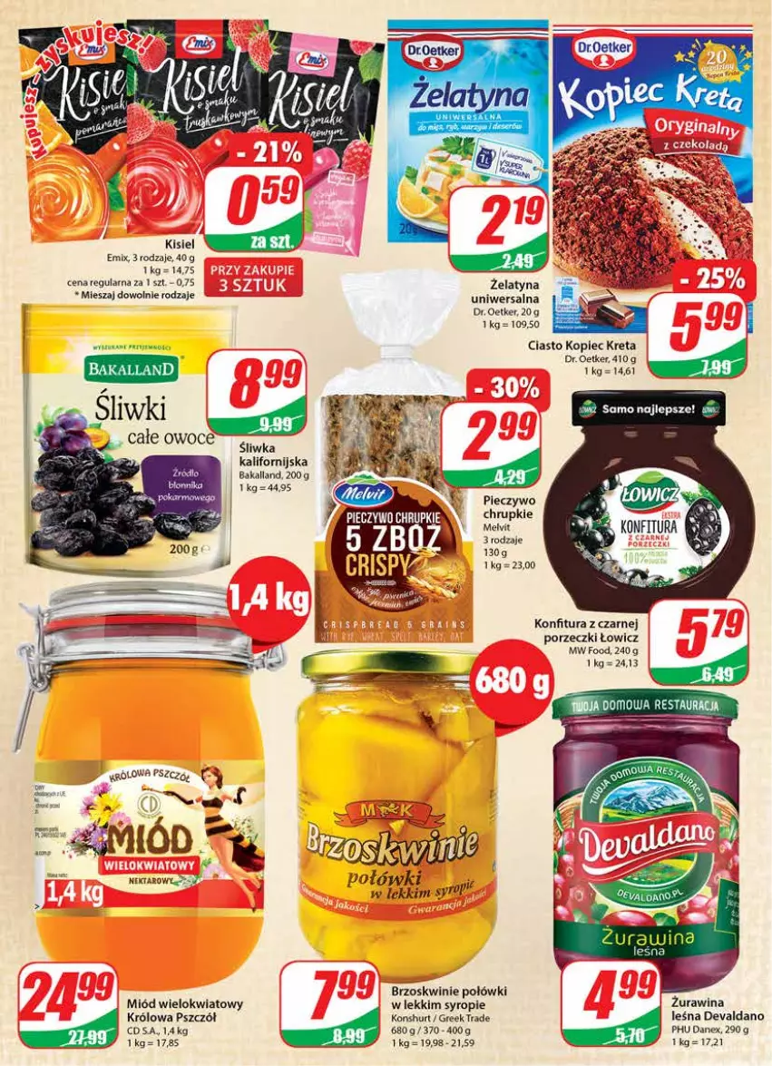 Gazetka promocyjna Dino - Gazetka - ważna 05.10 do 11.10.2022 - strona 6 - produkty: Bakalland, Brzoskwinie, Chrupki, Dr. Oetker, Kisiel, Konfitura, Kopiec Kreta, Kret, Melvit, Miód, Nektar, Owoce, Piec, Pieczywo, Pieczywo chrupkie, Por, Syrop