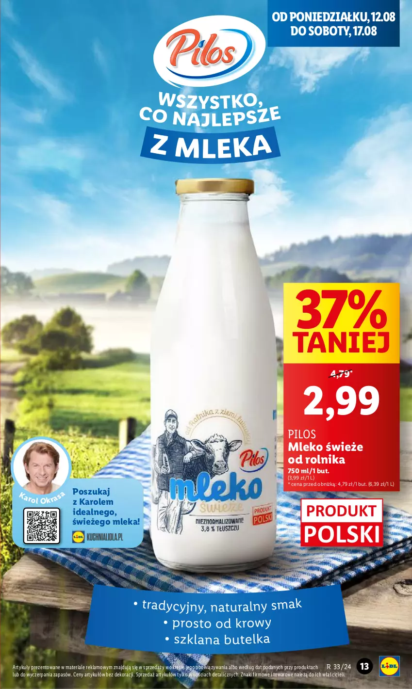 Gazetka promocyjna Lidl - GAZETKA - ważna 12.08 do 14.08.2024 - strona 15 - produkty: Mleko, Pilos, Rolnik