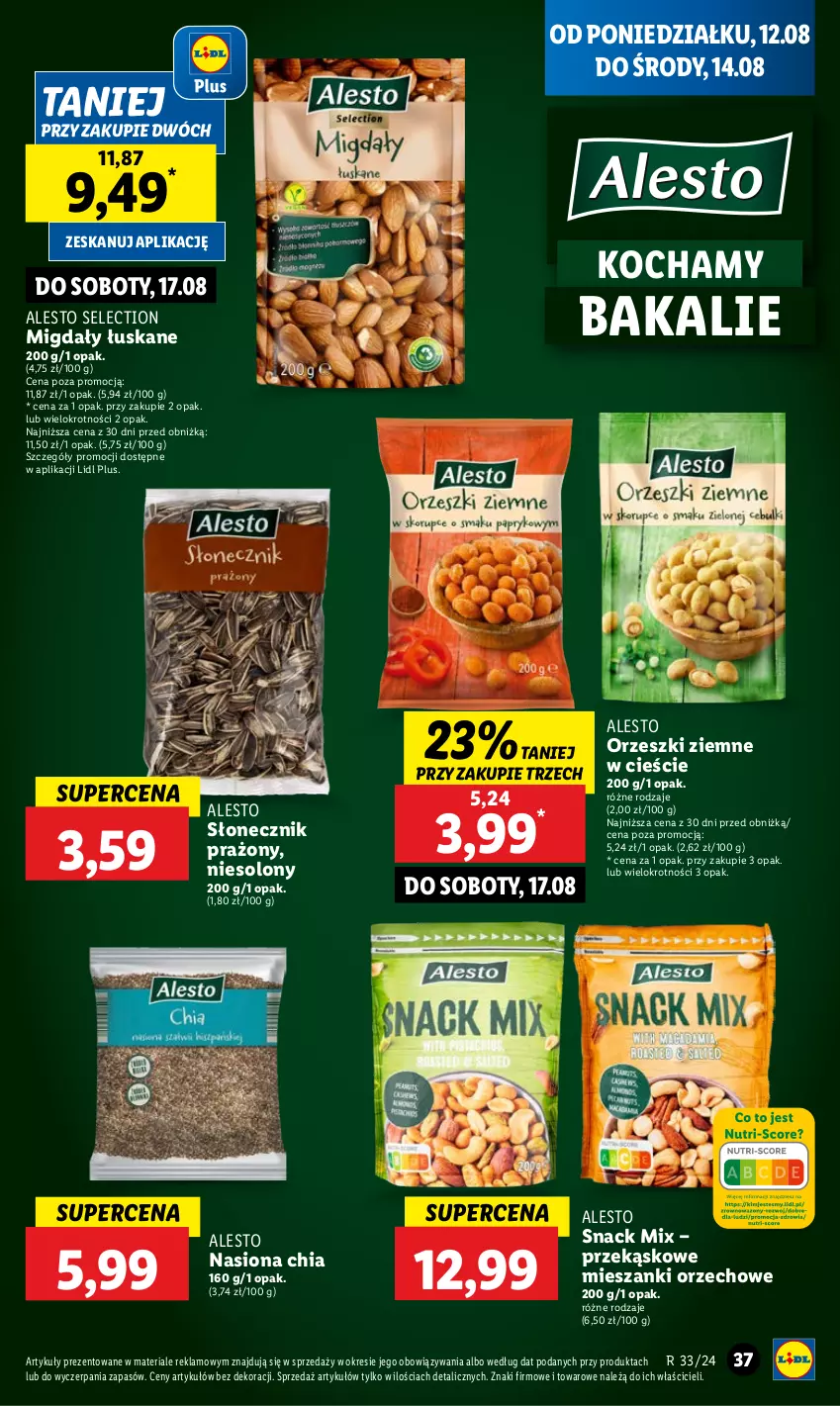 Gazetka promocyjna Lidl - GAZETKA - ważna 12.08 do 14.08.2024 - strona 43 - produkty: Chia, Koc, Migdały, Migdały łuskane, O nas, Orzeszki, Orzeszki ziemne, Słonecznik prażony