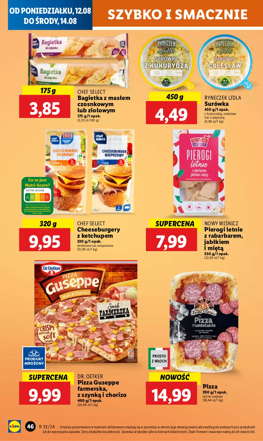 Gazetka promocyjna Lidl - GAZETKA - ważna 12.08 do 14.08.2024 - strona 54 - produkty: Bagietka, Burger, Dr. Oetker, Fa, Ketchup, Pierogi, Pizza, Surówka