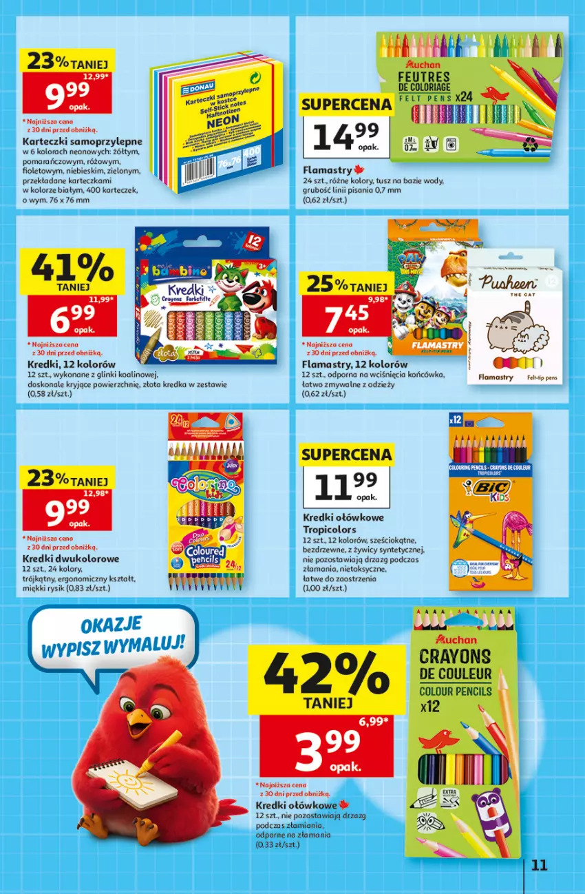 Gazetka promocyjna Auchan - Gazetka 30 Lat Hipermarket Auchan - ważna 03.09 do 09.09.2026 - strona 11 - produkty: Fa, Flamastry, Karteczki samoprzylepne, Kredka, Mop, Por, Tusz