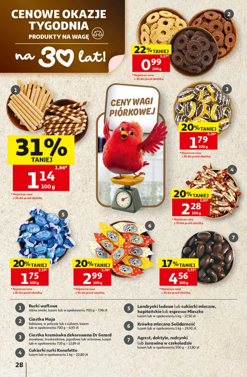 Gazetka promocyjna Auchan - Gazetka 30 Lat Hipermarket Auchan - ważna 03.09 do 09.09.2026 - strona 28 - produkty: Ciastka, Cukier, Cukierki, Daktyle, Dr Gerard, Gres, Kakao, Kremówka, Rodzynki, Rurki