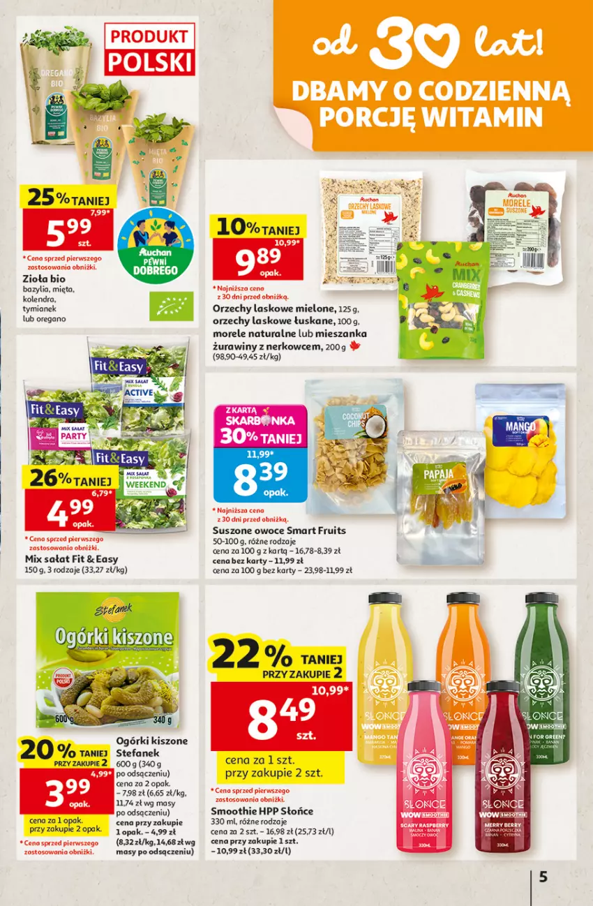 Gazetka promocyjna Auchan - Gazetka 30 Lat Hipermarket Auchan - ważna 03.09 do 09.09.2026 - strona 5 - produkty: Bazyl, Bazylia, Fa, HP, Kolendra, Mięta, Owoce, Sałat, Smoothie