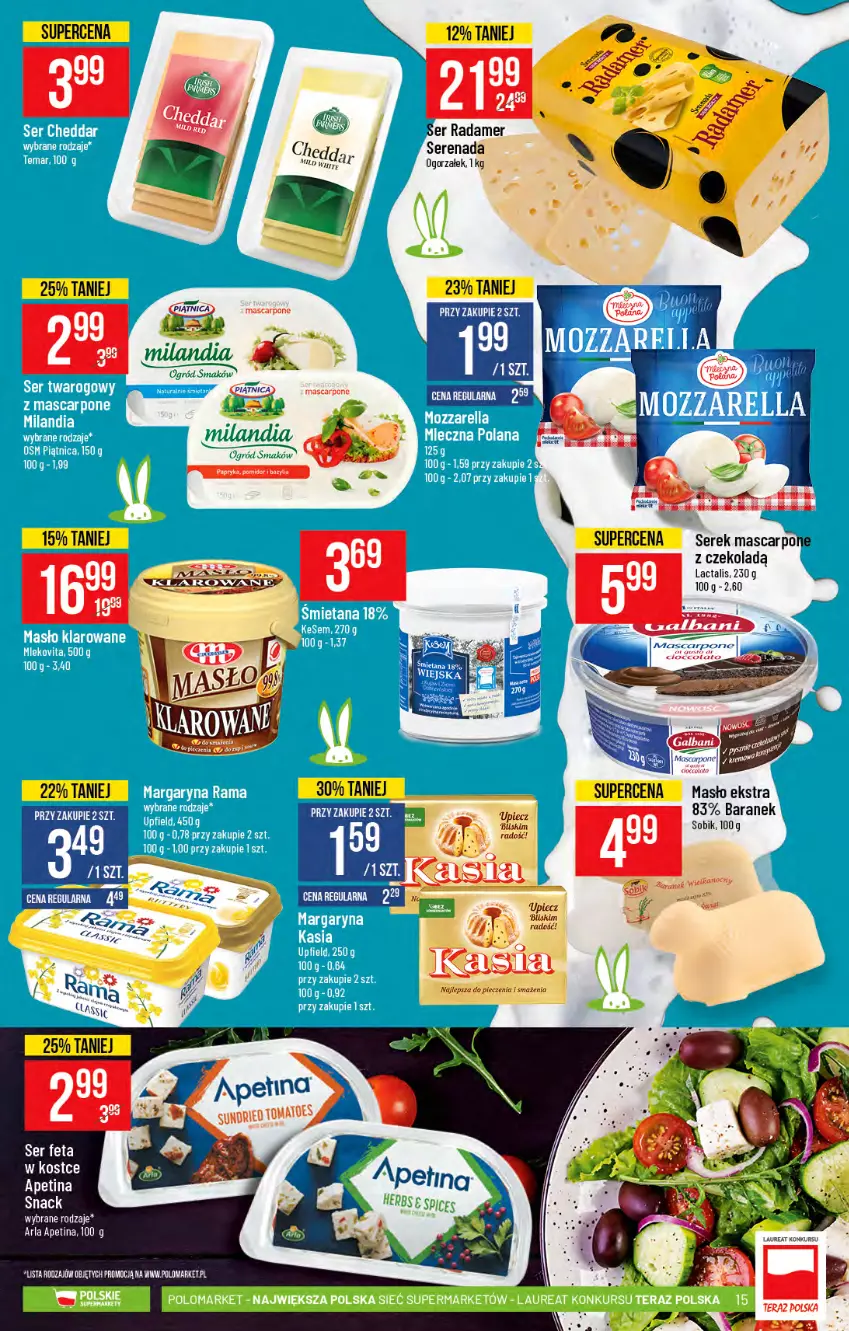 Gazetka promocyjna PoloMarket - Gazetka promocyjna  r - ważna 31.03 do 06.04.2021 - strona 15 - produkty: Feta, Mascarpone, Masło, Piec, Radamer, Ser, Serek