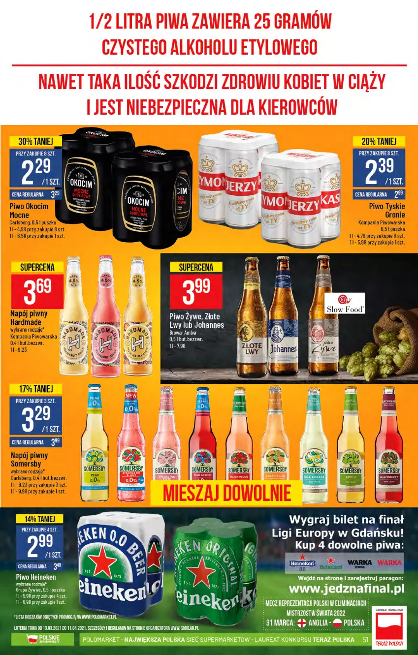 Gazetka promocyjna PoloMarket - Gazetka promocyjna  r - ważna 31.03 do 06.04.2021 - strona 51 - produkty: Fa, Gra, Heineken, Laur, Mola, Piec, Piwa, Piwo, Tera