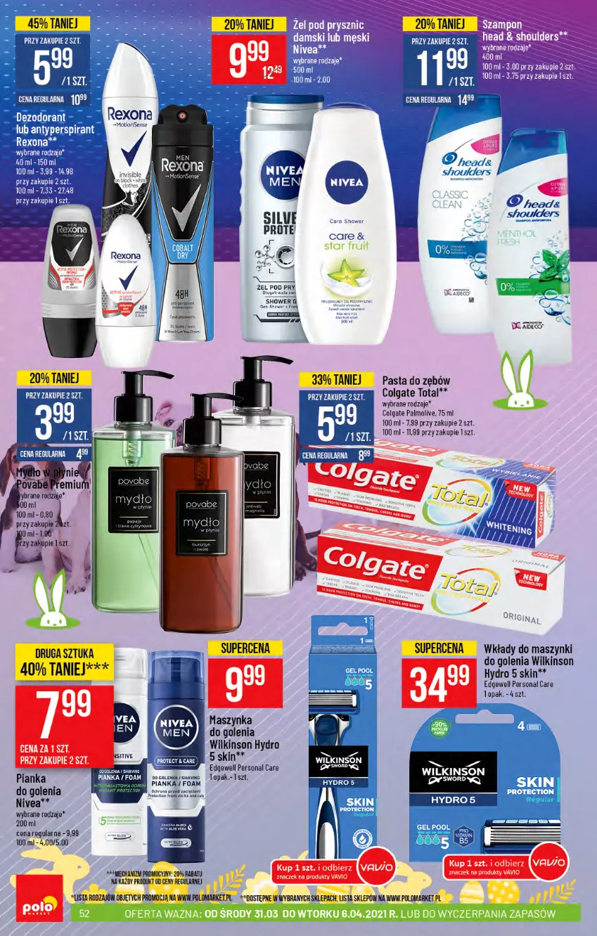 Gazetka promocyjna PoloMarket - Gazetka promocyjna  r - ważna 31.03 do 06.04.2021 - strona 52 - produkty: Colgate, Colgate Total, Koc, LG, Maszynka, Maszynka do golenia, Nivea, Palmolive, Pasta do zębów, Szynka