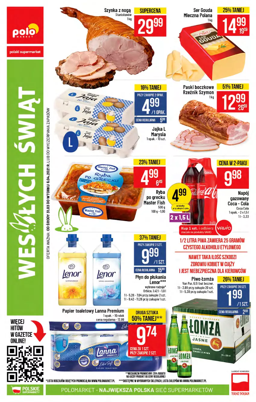 Gazetka promocyjna PoloMarket - Gazetka promocyjna  r - ważna 31.03 do 06.04.2021 - strona 60 - produkty: BIC, Gouda, LANA, Lenor, Napój, Papier, Papier toaletowy, Piwo, Pur, Ryba, Ser, Szynka