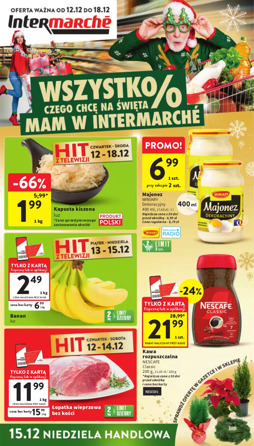 Gazetka promocyjna Intermarche - Gazetka Intermarche - ważna 12.12 do 18.12.2024 - strona 1 - produkty: Kawa, Kawa rozpuszczalna, Majonez, Winiary