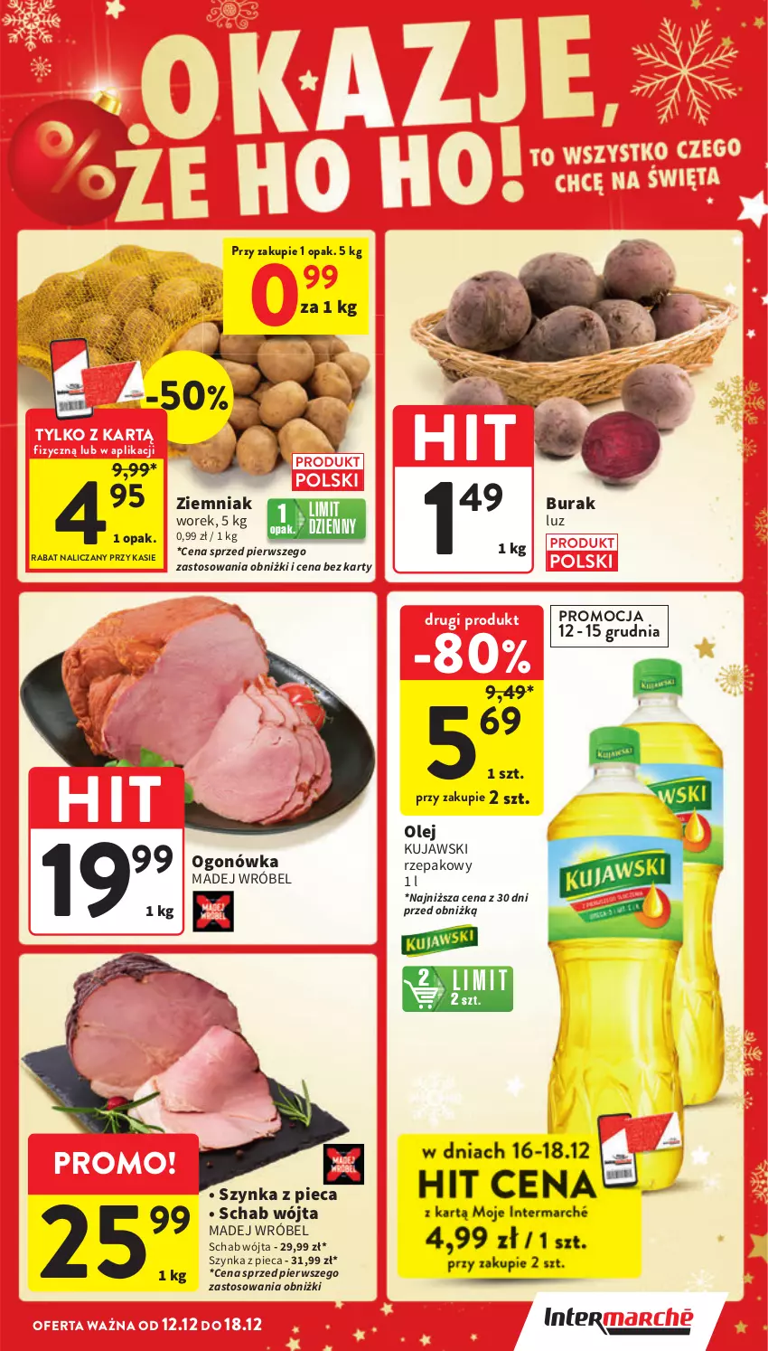 Gazetka promocyjna Intermarche - Gazetka Intermarche - ważna 12.12 do 18.12.2024 - strona 13 - produkty: Kujawski, Madej Wróbel, Ogonówka, Olej, Piec, Szynka