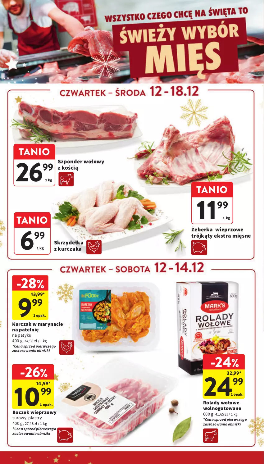 Gazetka promocyjna Intermarche - Gazetka Intermarche - ważna 12.12 do 18.12.2024 - strona 20 - produkty: Boczek, Boczek wieprzowy, Kurczak, Skrzydełka z kurczaka, Szponder wołowy