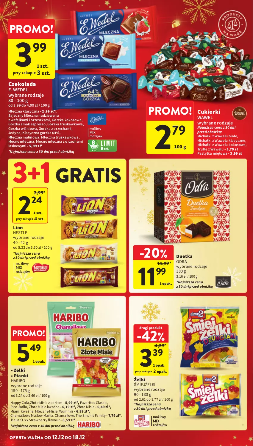 Gazetka promocyjna Intermarche - Gazetka Intermarche - ważna 12.12 do 18.12.2024 - strona 32 - produkty: Cukier, Cukierki, Czekolada, E. Wedel, Fa, Gra, Hama, Haribo, Kokos, Lion, Michałki, Pico-Balla, Sok, Wawel