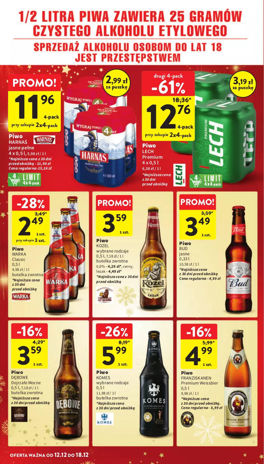 Gazetka promocyjna Intermarche - Gazetka Intermarche - ważna 12.12 do 18.12.2024 - strona 38 - produkty: Harnaś, Kozel, Lech Premium, Piwo, Warka