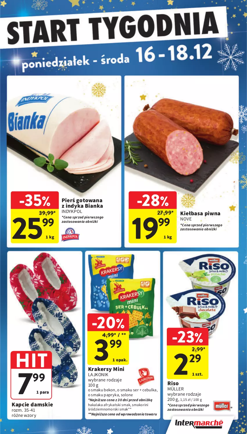 Gazetka promocyjna Intermarche - Gazetka Intermarche - ważna 12.12 do 18.12.2024 - strona 47 - produkty: Beko, Bianka, Kapcie, Kiełbasa, Kiełbasa piwna, Krakersy, Lajkonik, Müller, Papryka, Ser