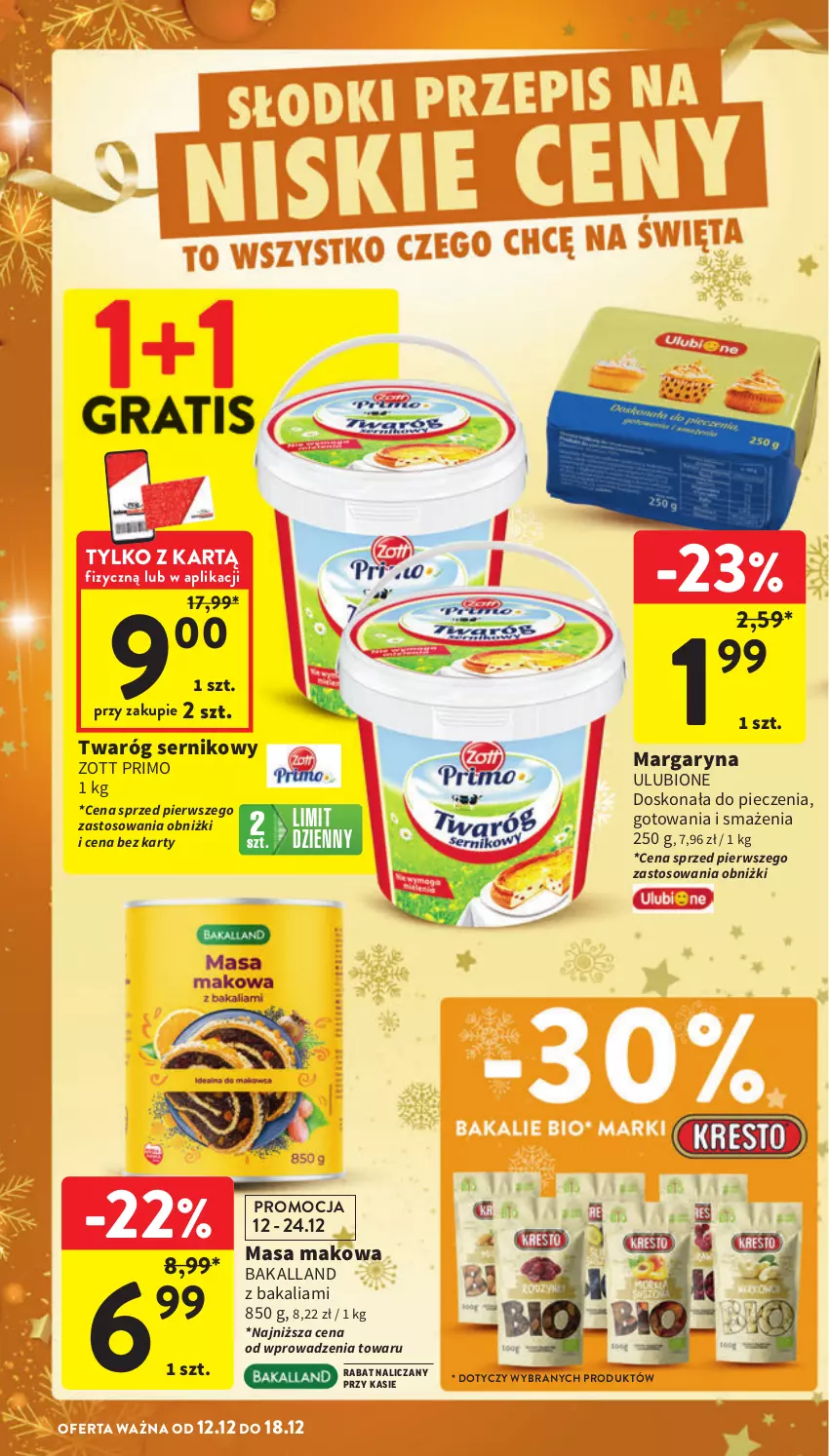 Gazetka promocyjna Intermarche - Gazetka Intermarche - ważna 12.12 do 18.12.2024 - strona 8 - produkty: Bakalland, Margaryna, Piec, Ser, Twaróg, Zott, Zott Primo