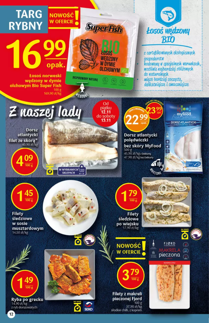 Gazetka promocyjna Delikatesy Centrum - Gazetka DC45 n. fresh - ważna 10.11 do 17.11.2021 - strona 12 - produkty: Dorsz, Mus, Piec, Ryba, Ryba po grecku, SEKO, Sos