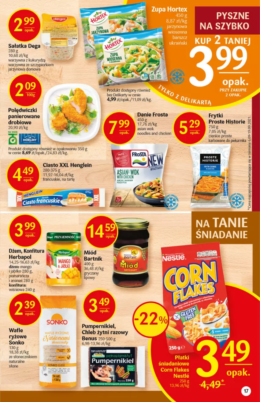 Gazetka promocyjna Delikatesy Centrum - Gazetka DC45 n. fresh - ważna 10.11 do 17.11.2021 - strona 17 - produkty: Ananas, Chleb, Ciasto XXL, Dega, Dżem, Frosta, Frytki, Gry, Herbapol, Konfitura, Mango, Miód, Piekarnik, Ryż, Sałat, Sałatka, Sonko, Wafle