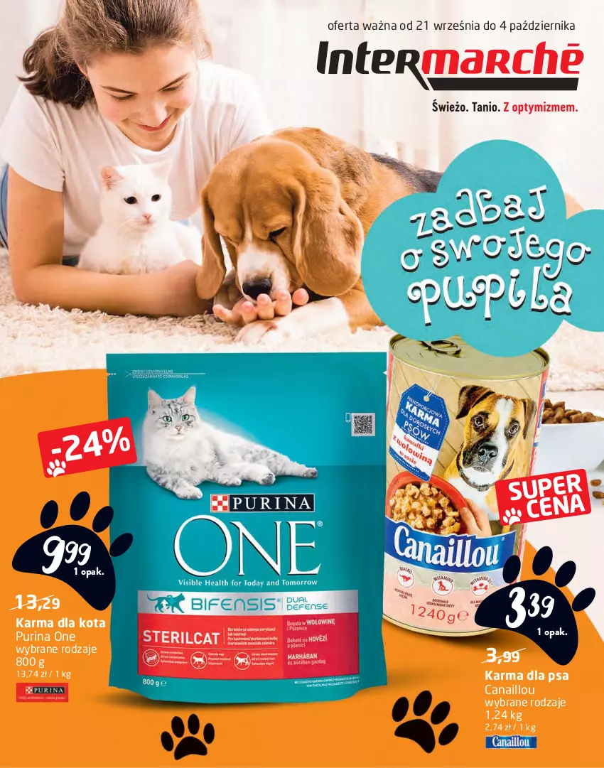 Gazetka promocyjna Intermarche - dla zwierzaków - ważna 21.09 do 04.10.2021 - strona 1 - produkty: Canaillou, Pur, Purina