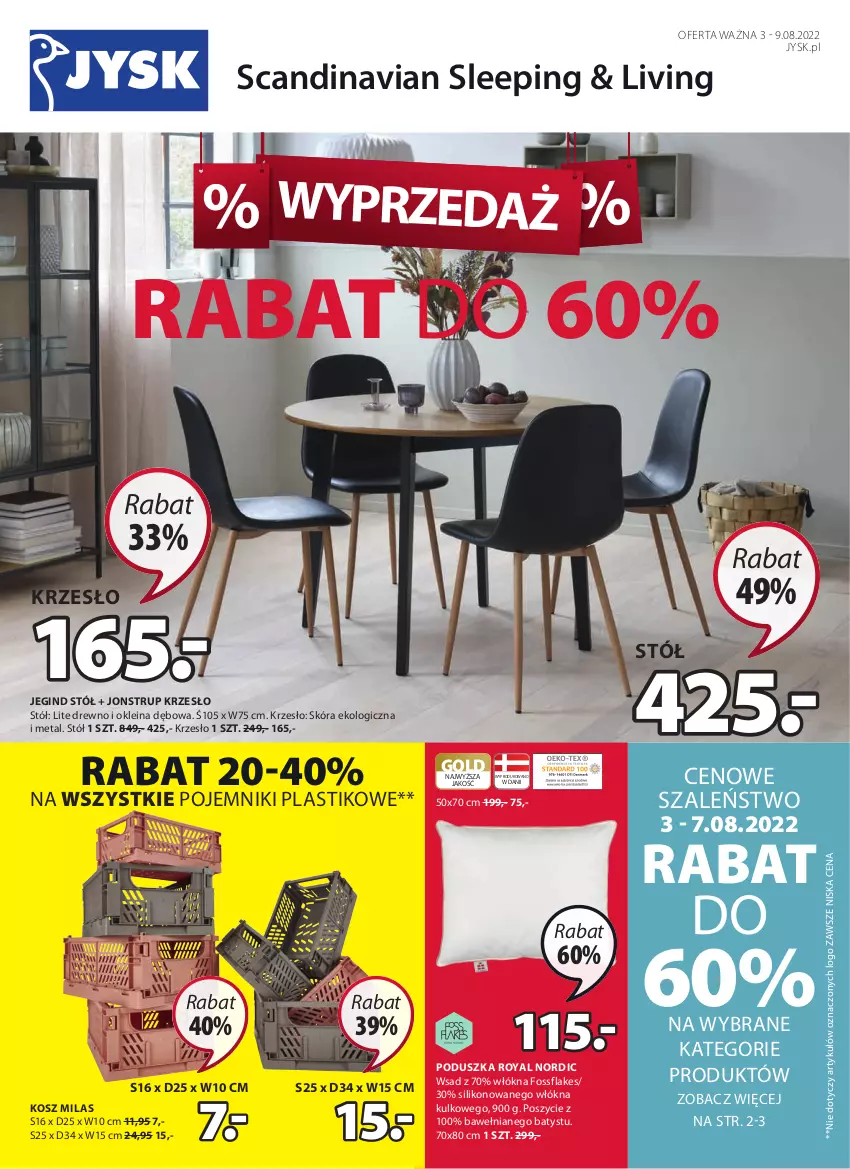 Gazetka promocyjna Jysk - Oferta tygodnia - ważna 03.08 do 09.08.2022 - strona 2 - produkty: Gin, Kosz, Krzesło, Poduszka, Pojemnik, Stół, Szal