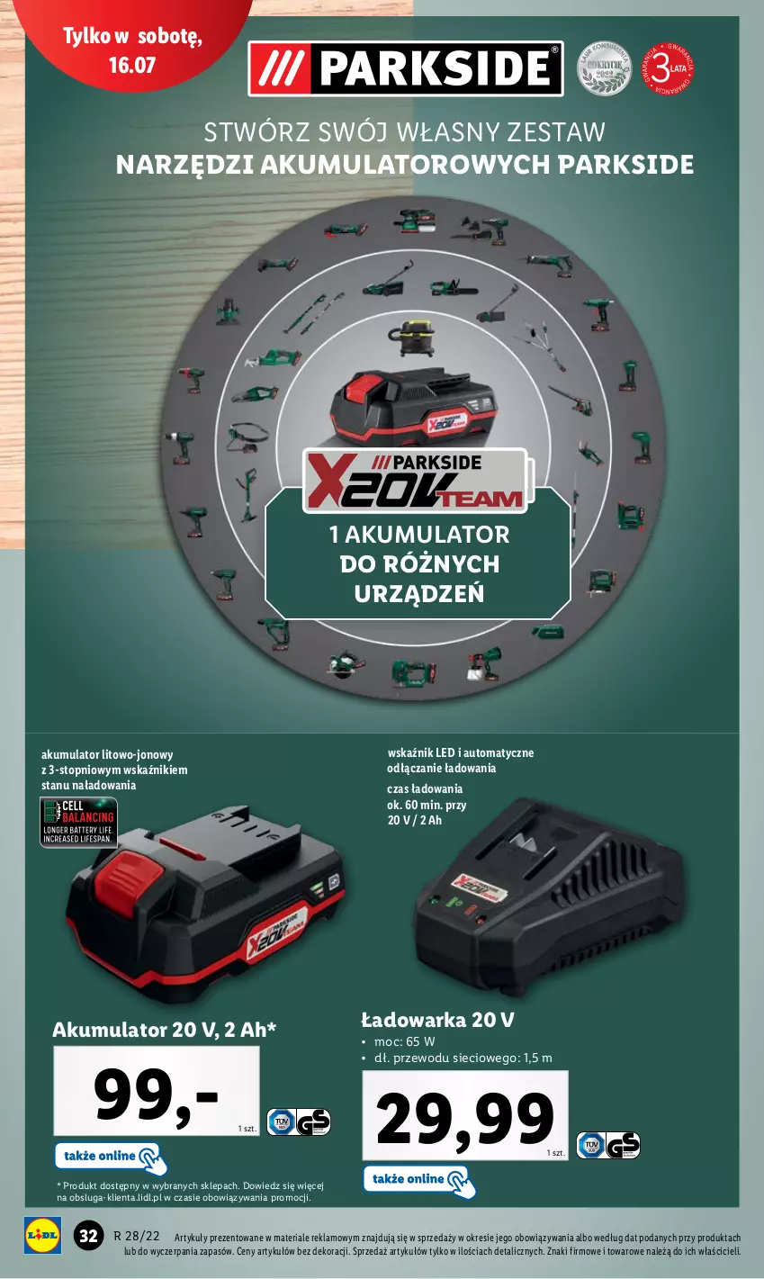 Gazetka promocyjna Lidl - GAZETKA - ważna 11.07 do 16.07.2022 - strona 34 - produkty: Akumulator, Parkside, Top, Warka, Zestaw narzędzi