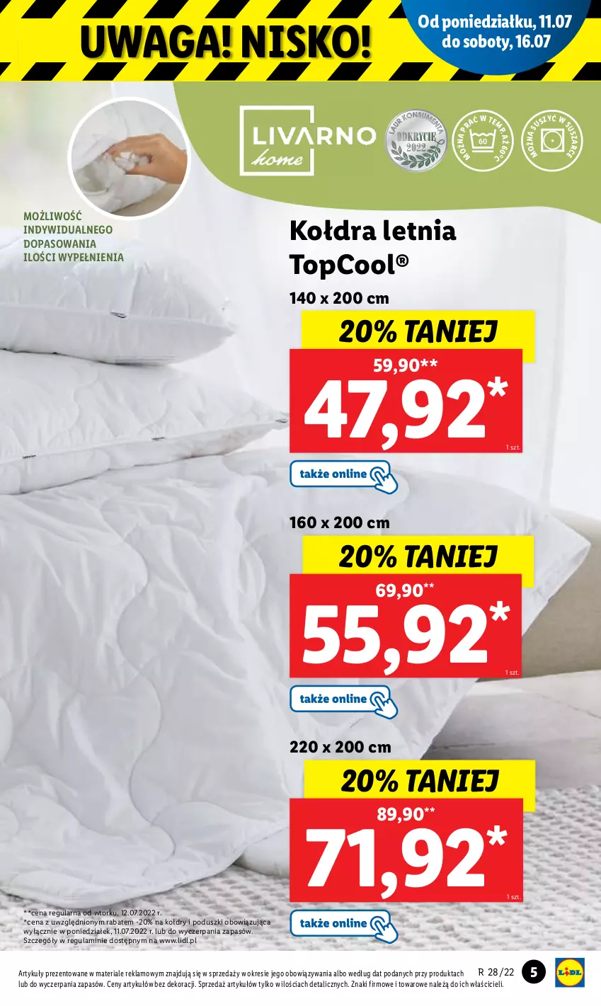 Gazetka promocyjna Lidl - GAZETKA - ważna 11.07 do 16.07.2022 - strona 5 - produkty: Kołdra, Top, Waga