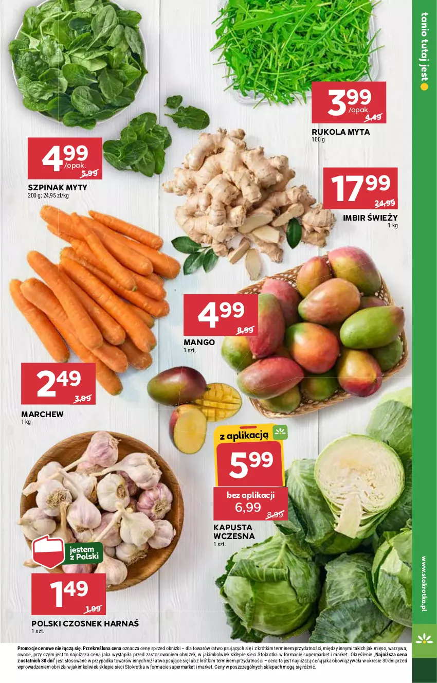 Gazetka promocyjna Stokrotka - Supermarket Opole/Radom - ważna 27.02 do 05.03.2025 - strona 7 - produkty: Czosnek, Harnaś, Imbir, Mango, Mięso, Owoce, Rukola, Szpinak, Warzywa