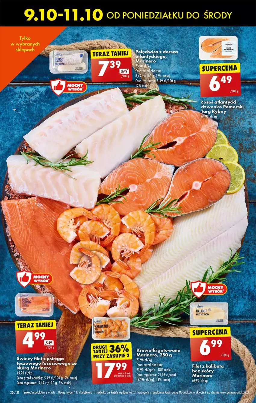 Gazetka promocyjna Biedronka - Od poniedzialku - ważna 09.10 do 14.10.2023 - strona 30 - produkty: Halibut, Klej, Krewetki, Pstrąg, Sos, Tera