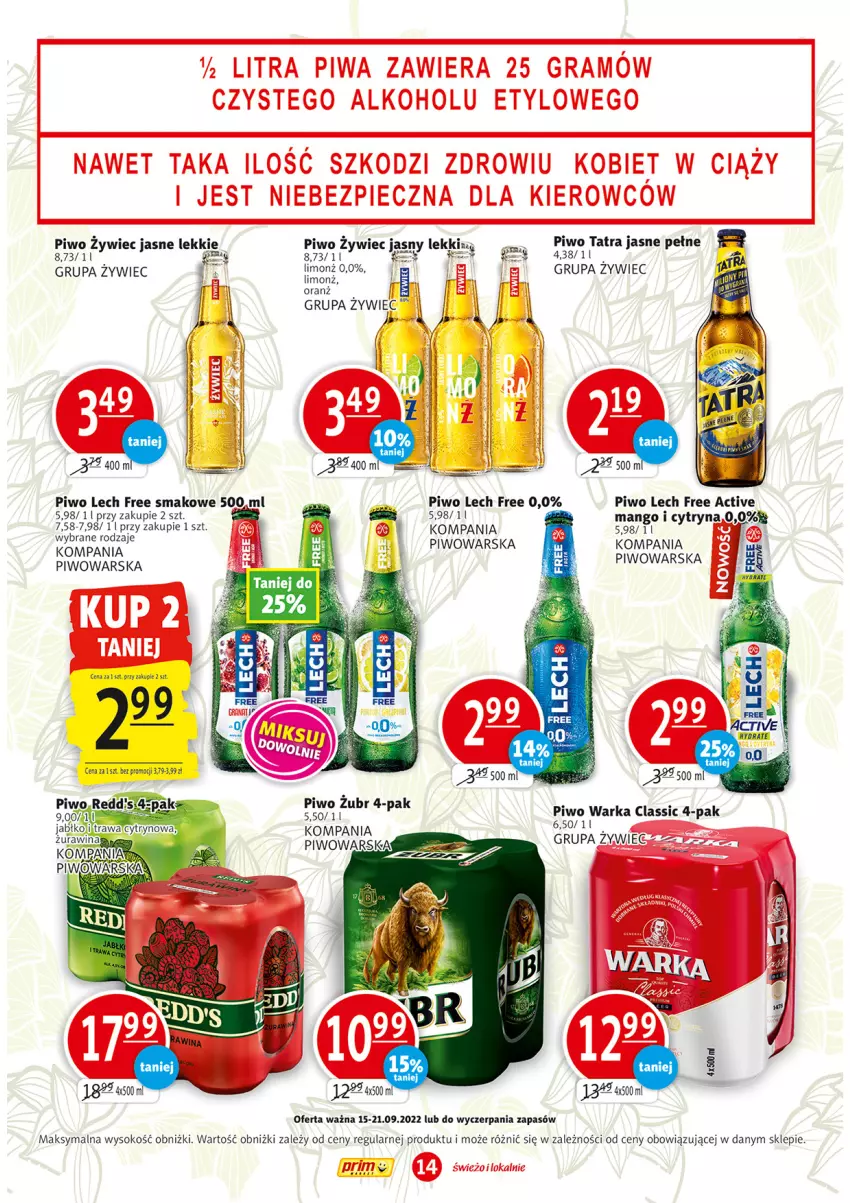 Gazetka promocyjna Prim Market - ważna 15.09 do 21.09.2022 - strona 14 - produkty: Gra, Piec, Piwa, Piwo, Sok, Tatra