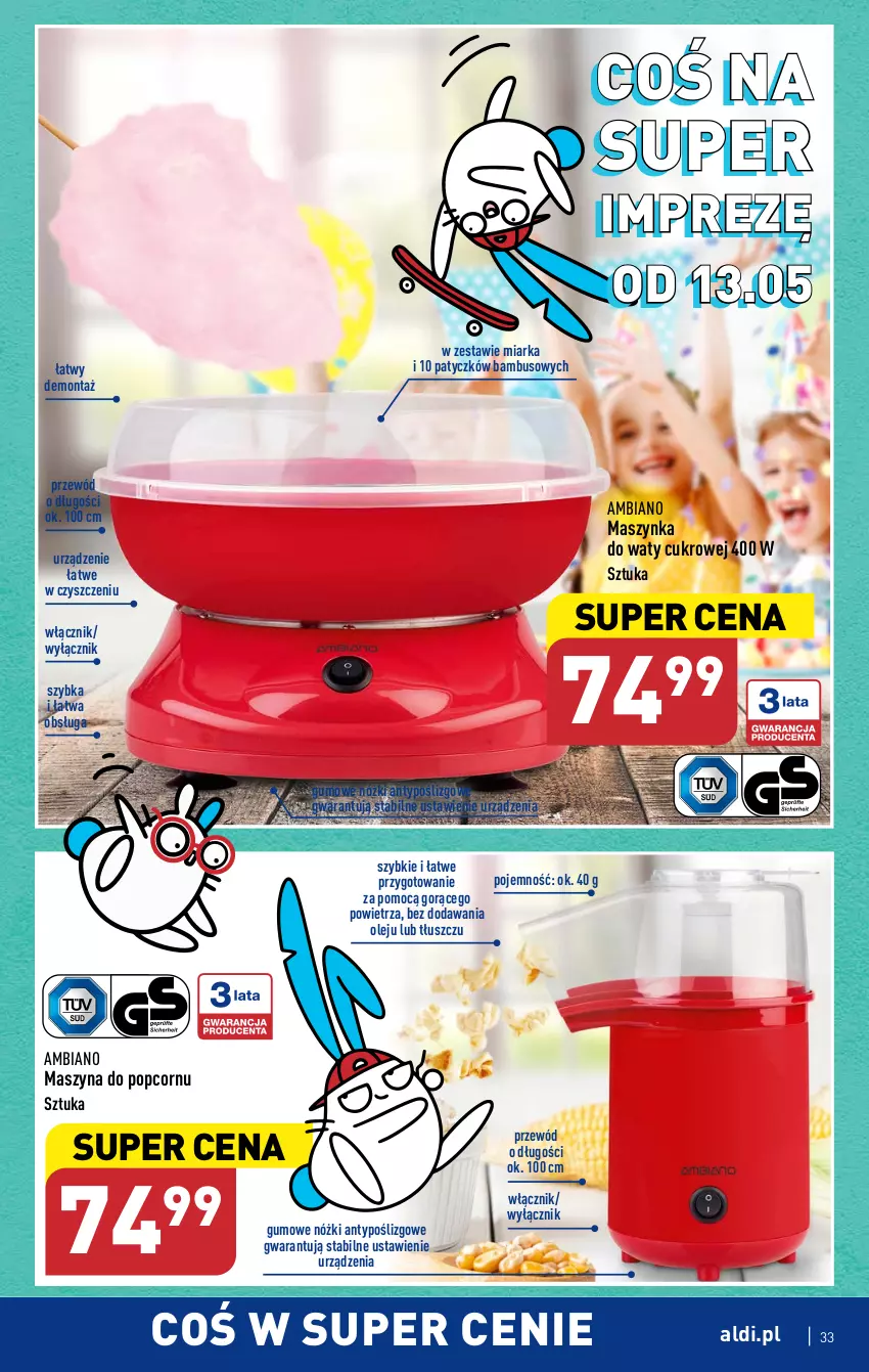 Gazetka promocyjna Aldi - Pełen katalog - ważna 08.05 do 13.05.2023 - strona 33 - produkty: Maszynka, Miarka, Olej, Popcorn, Przewód, Szyna, Szynka