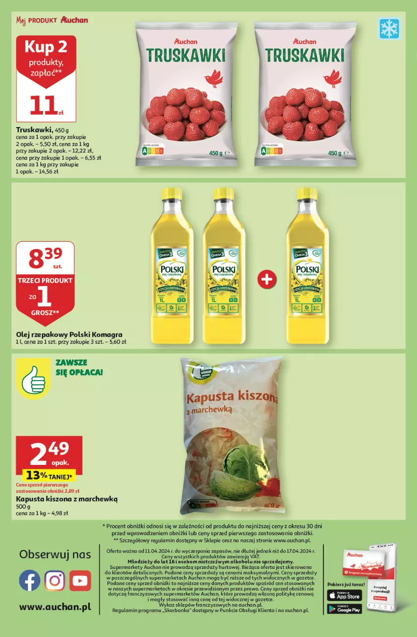 Gazetka promocyjna Auchan - Gazetka Oferty tygodnia! Moje Auchan - ważna 11.04 do 17.04.2024 - strona 10 - produkty: Gra, Olej, Olej rzepakowy, Ser, Tera, Truskawki