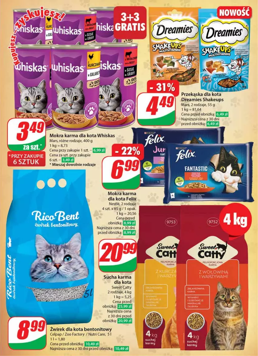 Gazetka promocyjna Dino - Gazetka 11/2024 - ważna 13.03 do 19.03.2024 - strona 55 - produkty: Fa, Felix, Mars, Mokra karma, Sucha karma, Whiskas