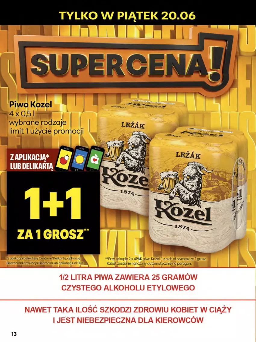 Gazetka promocyjna Delikatesy Centrum - Franczyza DC25 Czwartek - ważna 19.06 do 25.06.2025 - strona 13 - produkty: Dron, Kozel, Piwa, Piwo, Rum