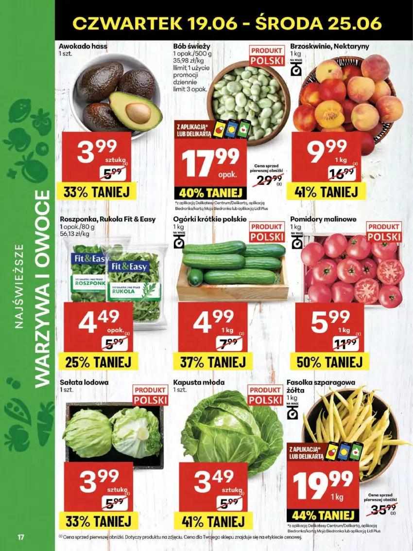 Gazetka promocyjna Delikatesy Centrum - Franczyza DC25 Czwartek - ważna 19.06 do 25.06.2025 - strona 17 - produkty: Brzoskwinie, Dron, Fa, Nektar, Pomidory, Roszponka, Rukola, Rum, Sałat, Sałata lodowa