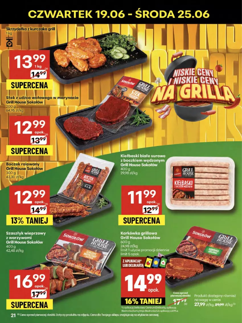 Gazetka promocyjna Delikatesy Centrum - Franczyza DC25 Czwartek - ważna 19.06 do 25.06.2025 - strona 21 - produkty: Dron, Grill, Kiełbaski białe, Sok, Sokołów, Warzywa