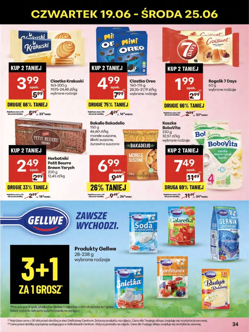 Gazetka promocyjna Delikatesy Centrum - Franczyza DC25 Czwartek - ważna 19.06 do 25.06.2025 - strona 34 - produkty: 7 Days, Ciastka, Herbatniki, Krakus, Krakuski, Oreo, Rogal, Rum