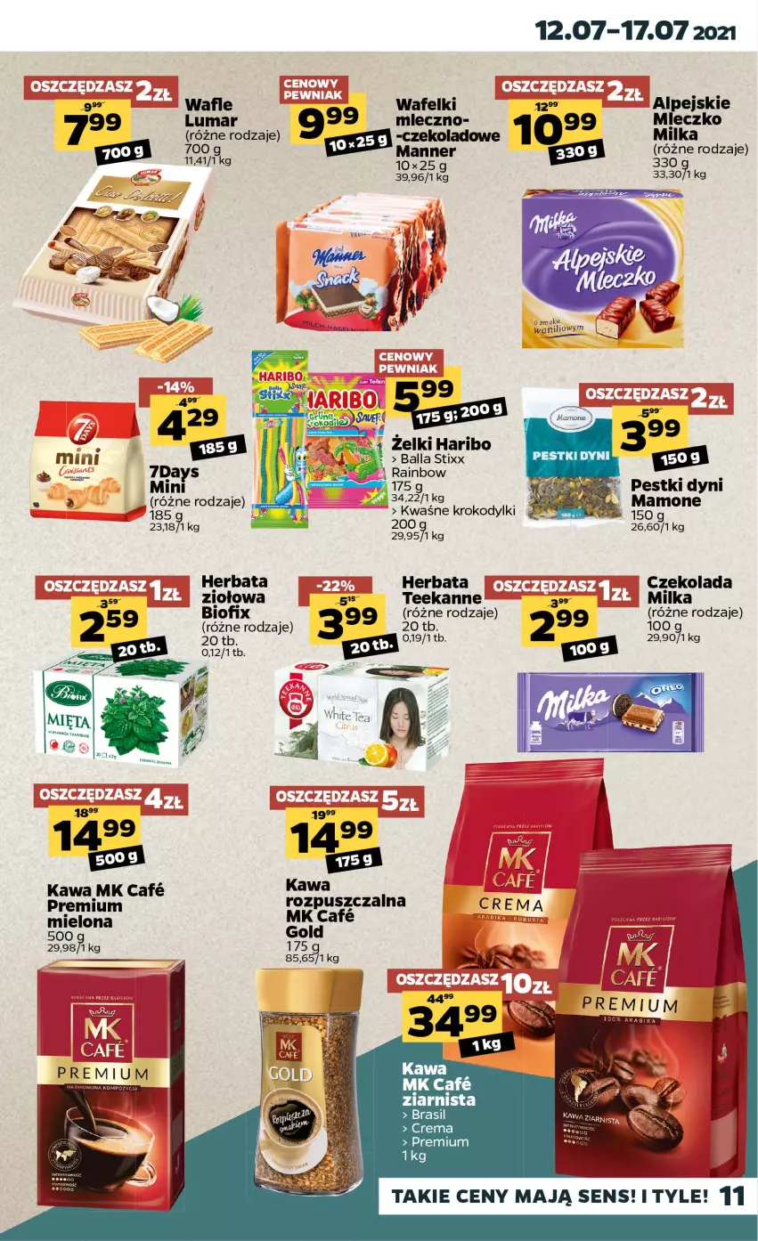 Gazetka promocyjna Netto - Gazetka spożywcza - ważna 12.07 do 17.07.2021 - strona 11 - produkty: Czekolada, Haribo, Herbata, Kawa, Miecz, Milka, Mleczko, Pestki dyni, Teekanne, Wafle